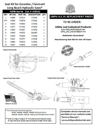 Seal kit greenlee - -, fairmont