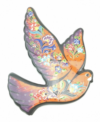 Hand painted ceramic bird wall - painted,