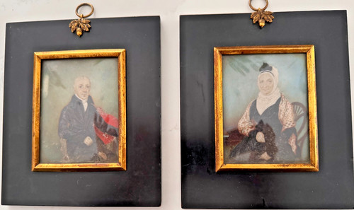 Pair antique hand painted - pair,