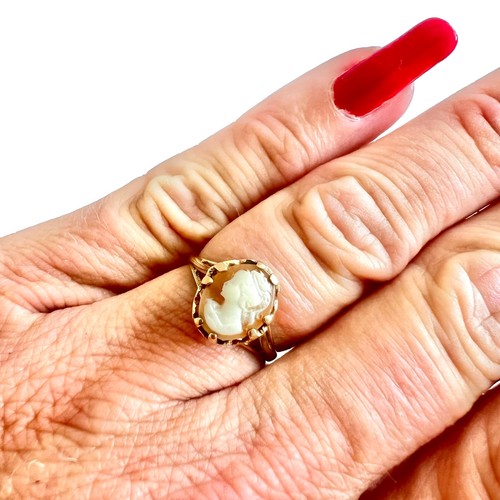Shell cameo 9ct - shell, gold