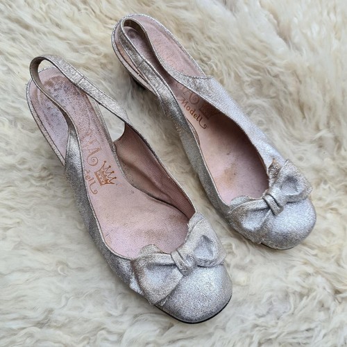 Vintage 1970 silver slingback - vintage,