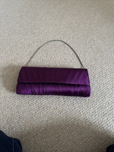 Purple satin pleated clutch - pleated,