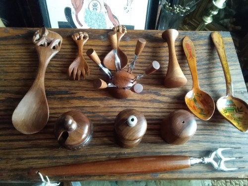 Treen cruet set wooden - cruet, set,