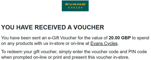 Evans cycles gift voucher - evans,
