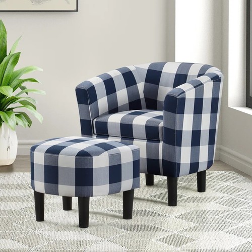 Blue plaid accent barrel - blue,