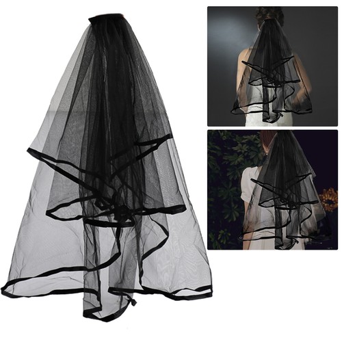 Black lace veil - black,