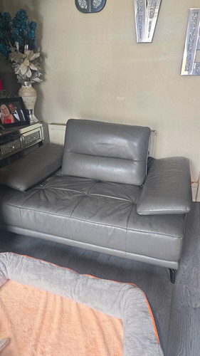 Grey leather upholstered - grey,