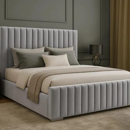 New double panel bed - new, frame