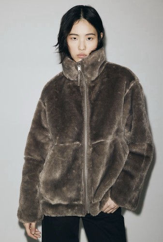 Grey faux fur jacket women - fur,