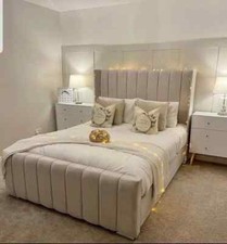 Winged Panel Bed Frame Velvet