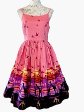 LINDY BOP UK 12 Marlene Pink Safari Print 50s Fit& Flare Rock& Roll style Dress