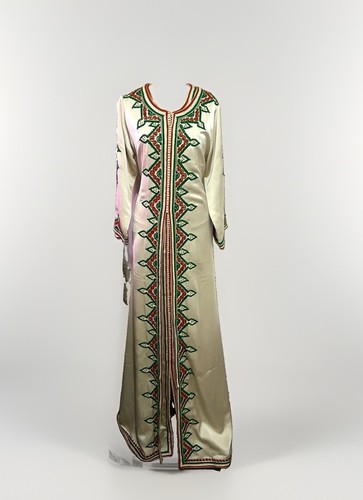 Cream satin embroidered - cream, beaded