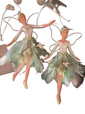 2 x Gisela Graham Snowdrop Fairy Christmas Hanging Decorations. Ballerina.