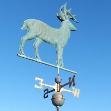 large deer copper weather vane with genuine aged verdigris