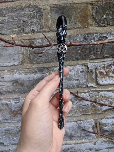 Black obsidian wand witch - obsidian, wand,