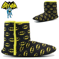 BOYS KIDS DC BATMAN SLIPPERS NOVELTY WARM WINTER COSY FLEECE BOOTIE SHOES SIZE