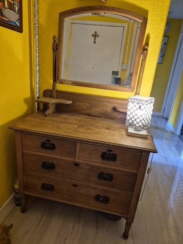 Brown wooden dressing - dressing, table