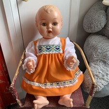 Vintage 25"OK KADER B3525 Doll Side Glancing Sleepy Eyes Moving tongue 2 Outfits