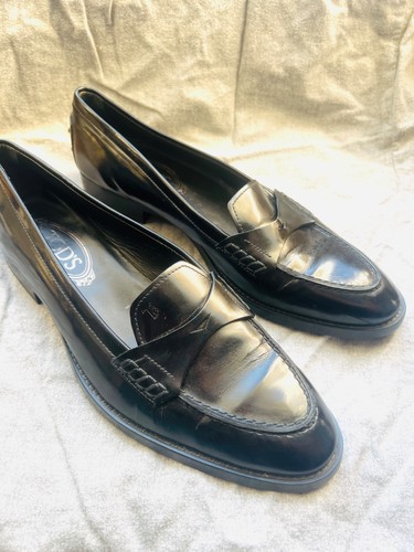 Tod black leather penny - tod's,