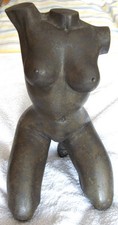 Naked Torso Figurine in Kneeling Position - Cast Resin/Stone - Erotic