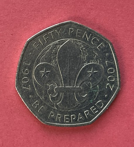 50p coin 2007 scouts 100th - coin,