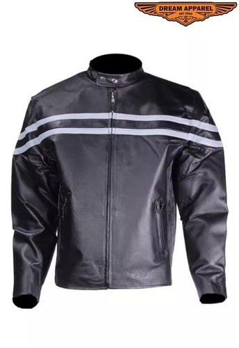 Leather black men motorcycle - black, men's