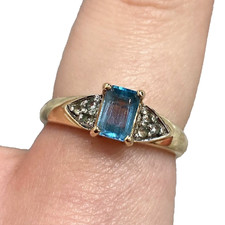 Blue Topaz 9ct Gold Ring White
