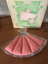 Vintage Avon Glass Fan Soap Dish With Original Soaps