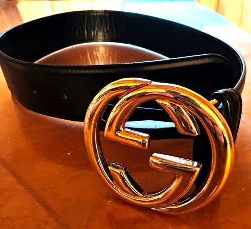 Gucci belt black leather gold - belt,