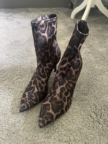 Sosandar leopard sock boots - sock,