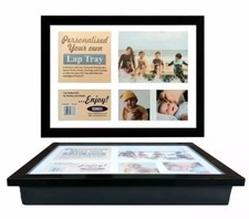 Large Wooden Lap Tray Soft Padded Cushioned Bean Bag TV Dinner Food Serving Tray