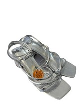 Primark Silver Shoes Size 4 Block 2” Heel Strappy New Women’s 