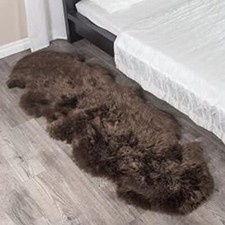 Luxurious Sheepskin Rug Brown Fur Rug Double Pelt Throw Rug 60 x 182 CM SALE RUG