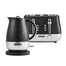 Morphy Richards Cassini Jug Kettle & 4 Slice Toaster Set in Moonless Night Black
