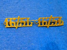 2 X C.1922 ONWARDS 16TH, 5TH LANCERS BRASS SHOULDER TITLES + PINS