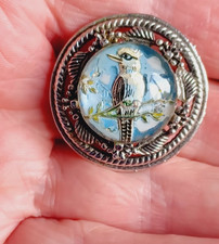 Vintage Hand Painted Enamel Bird Pin Brooch Signed & Numbered Jewellery