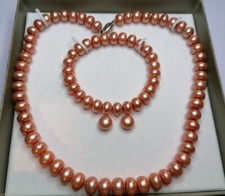 925 HONORA Cultured Freshwater Pearl Necklace Bracelet Earring Set Boxed  461