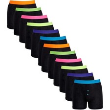 12 Pairs Mens Boxer Shorts Designer Black Fashion Band Underwear. Cotton Rich