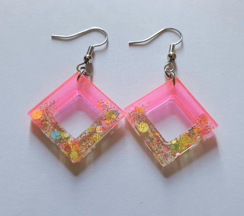 Handmade resin earrings - earrings, neon