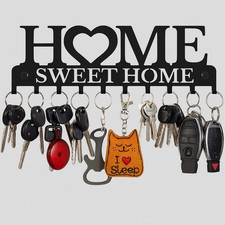 Wall Mounted Home Sweet Home Hanging Hanger Hooks Hat Key Holder Rack Shelf
