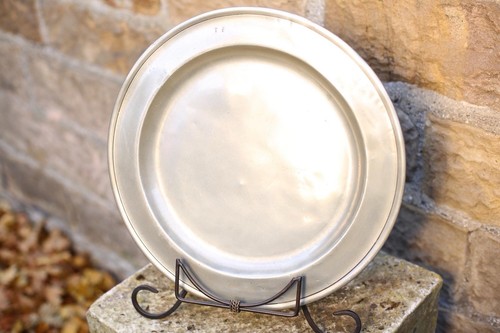 Antique pewter plate charger - antique,