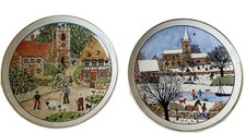A Pair Of Prinknash Pottery Plates, Spring, And Winter VGC