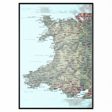 Wales Map Poster Welsh World Map Educational Wall Art Chart A5 A4 A3 A2 A1