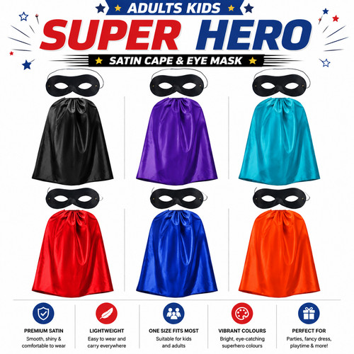 Adults kids super hero satin - super,