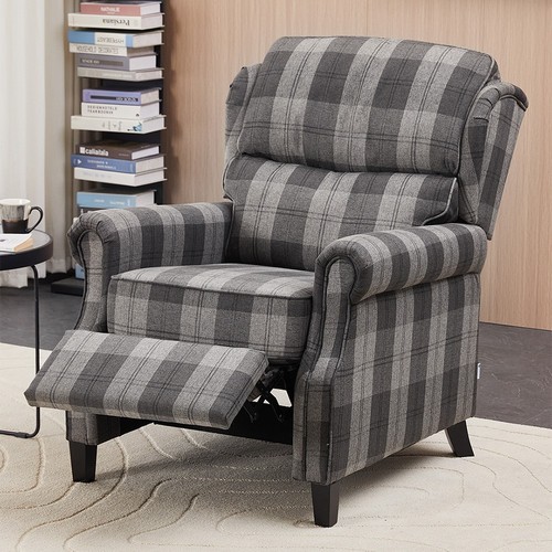 Grey checkered recliner - checkered,