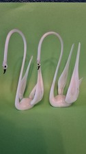 Pair of Vintage Handblown Swans 11cm Tall