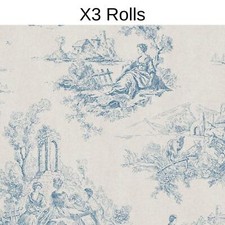 Toile jouy wallpaper blue - jouy,