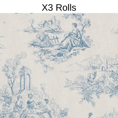 Toile jouy wallpaper blue - toile,