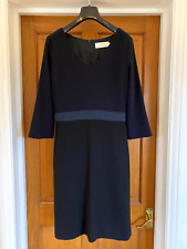 GOAT Navy Blue & Black Crepe Wool Dress Size UK 10 US 6