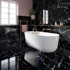 25m2 Black Marble Effect Porcelain Rectified Tiles 120 x 60 cm Gloss Wall Floor